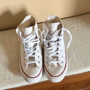 Converse All Star White Sneakers with Red and Blue Details